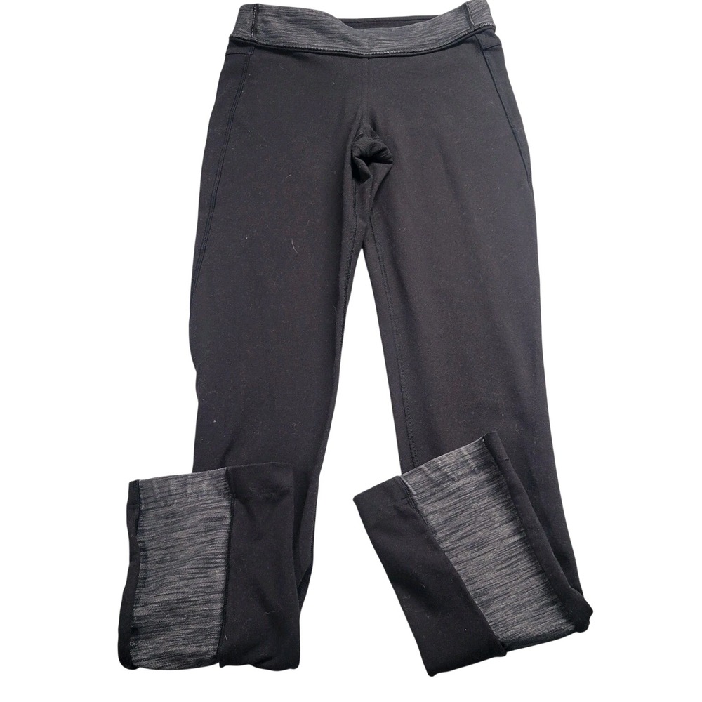 Lululemon Astro Pant Black Space Dye Grey Flare Leg Yoga Pants Size 4 Low Rise